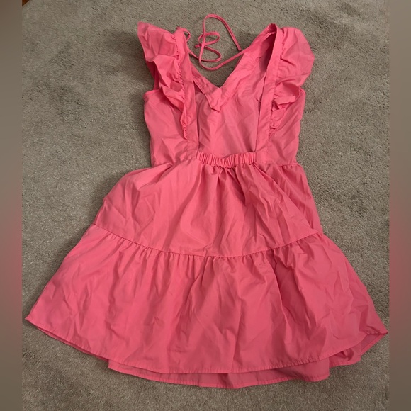 Pink Ruffled V-Neck Dress - Picture 3 of 4